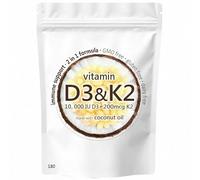 Aceite de coco natural D3 K2, D3 y K2 para huesos, aumenta la energía,180 Count