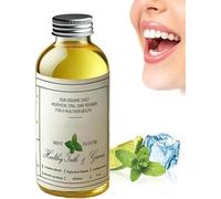 Aceite de coco orgánico puro, 4 onzas, sabor a menta, para dientes y encías, enjuague bucal de aceite de coco orgánico, cuidado bucal suave