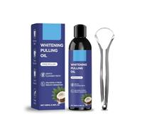 Aceite de coco para el arrastre bucal (Oil Pulling), Tratamiento natural con aceite de coco, Incluye raspador de lengua, Blanqueamiento dental y aliento fresco, Mejora la salud bucal