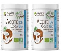 Aceite de Coco Virgen Orgánico 1 L - PRENSADO EN FRIO - Ideal para Cocinar - Ingredientes Naturales - Virgen Extra - Hidrata Piel y Cabello - Apto para Veganos (Paquete de 2)
