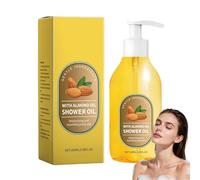 Aceite de ducha de almendras nutritivo, aceite de ducha corporal de seda para mujeres, lavado corporal hidratante de almendras, lavado corporal limpiador para pieles secas (1PCS)
