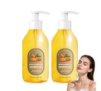 Aceite de ducha de almendras nutritivo, aceite de ducha corporal de seda para mujeres, lavado corporal hidratante de almendras, lavado corporal limpiador para pieles secas (2PCS)