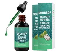 Aceite de esencia de guanábana, mezcla de semillas negras de musgo marino, moringa, orégano, cúrcuma, extracto de hierbas naturales, fórmula de plantas botánicas, líquido orgánico multiusos