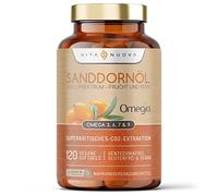 Aceite de espino amarillo - 120 cápsulas blandas - Omega 3, 6, 7 y 9 - espectro completo - fruta y núcleo - vegano - sin aditivos (120 cápsulas blandas)