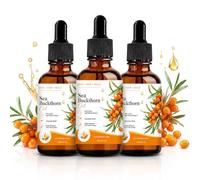 Aceite de espino amarillo prensado en frío, aceite facial orgánico rico en | 60 ml de aceite de espino amarillo rico en Omega-7 y vitamina E, aceite vegetal virgen para cara, cuerpo y cabello