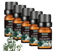Aceite de eucalipto, aceite esencial de eucalipto 100% puro y natural con un aroma refrescante, para masajes, aromaterapia, difusores, quemadores de aceite, velas perfumadas y relajación, 5 x 10 ml