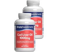 Aceite de hígado de bacalao puro 1000 mg | Favorece la salud del cerebro, la vista y el sistema inmunitario | Rico en ácidos grasos omega 3 | 240 mg de EPA y 270 mg de DHA por dosis | 360 cápsulas