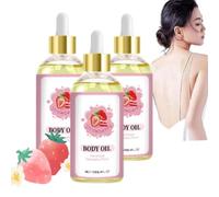 Aceite de jugo corporal, aceite corporal de fresa, aceites corporales para mujeres, aceite corporal humectante, aceite hidratante para todo tipo de piel, aceite facial (3 piezas)