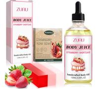 Aceite de jugo corporal, aceite de jugo corporal de fresa, aceite corporal de tarta de fresa,aceite de masaje reafirmante hidratante para la piel corporal 120 ml de lavado femenino.