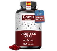 Aceite de Krill Antártico 1200 mg - 200 Perlas con Omega 3 (EPA y DHA), 6 y 9 + Fosfolípidos, Colina y Astaxantina - Más de 3 meses de suministro - Alta biodisponibilidad, sin sabor a pescado