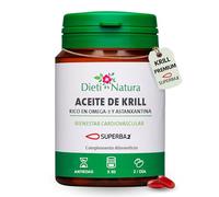 Aceite de Krill Antártico SUPERBA2 1000 mg - Omega 3 EPA DHA + Astaxantina y Fosfolípidos - Alta Absorción - Corazón, Colesterol y Cerebro - Dieti Natura