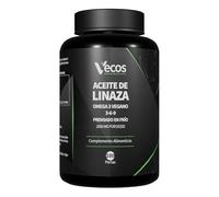 Aceite de Linaza 2000 mg - 180 Perlas - Omega 3 Vegano 3-6-9 - Prensado en Frío - Con ALA, Ácido Linoleico, Ácido Oleico y Vitamina E - Vecos Nucoceutical (180 Cápsulas (1 Bote))