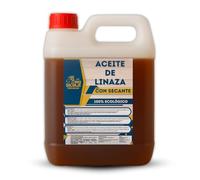Aceite de Linaza CON SECANTE para la Madera | Ladrillo, Terrazo, Teja | Nutrición | Protección (5 LITRO) BRICOSALVAJE PREMIUM