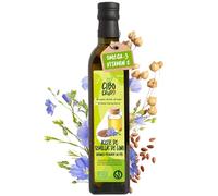 Aceite de Lino Ecologico - 500ml. Aceite de Lino Comestible Prensado en Frío Crudo Puro y Bio. Rico en Antioxidantes Calcio y Omega 3.