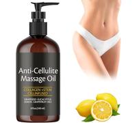 Aceite de masaje anticelulítico, aceite reafirmante de masaje corporal con colágeno, tratamiento hidratante y suavizante; reduce la flacidez y las líneas de expresión; para piernas, caderas, brazos y