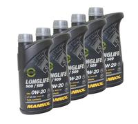 Aceite de Motor 5 X 1 Litro Mannol Longlife 508 509 SAE 0W20 Api Sp Acea C5 VW