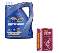 Aceite de motor Mannol Defender 10W-40, 5 l, 1 motor Mannol Flush aditivo