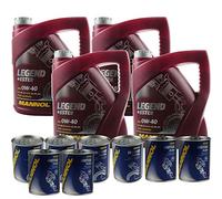 Aceite de motor Mannol Legend + Ester 0W-40, 4 motores Doctor + Motor Flush