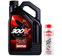 Aceite de motor Motul Duo Moto 300V Factory Line Road Racing 4T 10W-40, 4 l + Limpiador de motor 200 ml