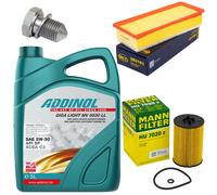 Aceite de Motor Set Filtros 5W-30 5Litro + Tapón Drenaje para Audi A4 A5 Q5 2.0
