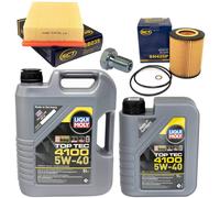 Aceite de Motor Set Filtros 5W-40 6Litro + Tapón Drenaje para BMW 7er 728i E38