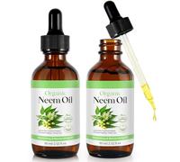 Aceite de neem orgánico para la piel, aceite de neem natural 100% puro prensado en frío, para el aceite relajante natural de la piel, nutre la pie-l y el cabello, reduce las líneas finas (2PC)