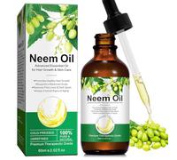 Aceite de neem puro y natural, 60 ml, prensado en frío, aceite de neem para el cabello y la piel, contra arrugas, caspa, acné, calidad terapéutica, 100% aceite esencial de neem puro