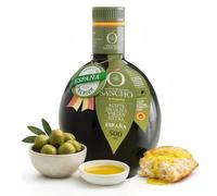 Aceite de oliva virgen extra arbequina 500 ml botella de vidrio | aove gourmet aromático extraído en frío | aceite premium español para consumo y regalo | sancho la mancha, dop campo de montiel.