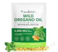 Aceite de oregano capsulas, 2 en 1 oil of oregano 6000 mg con aceite de comino negro 200 mg, aceite de orégano con 165 mg de carvacrol, antioxidante e soporte inmune | No-GMO, 120 cápsulas