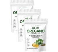 Aceite de resilia de cápsulas blandas de orégano, aceite de re-silia de orégano con 6000 mg de aceite de semilla negra, inmunidad natural, rico en nutrientes, experimenta un bienestar mejorado, fácil