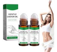 Aceite de ricino dorado orgánico Castorglo Roll-On,aceite de ricino orgánico puro Roll-On-Reparador de barrera,aceites de masaje para abdomen, rostro y cuerpo, extractos de ingredientes naturales (2)