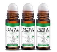 Aceite de ricino dorado orgánico Castorglo Roll-On, aceite esencial puro orgánico prensado en frío, sin químicos, para cabello, piel, labios y cejas (3PCS)