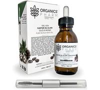 Aceite de ricino Elixir Organics Pharm | Prensado en frío 100% puro orgánico | Botella de 100 ml con doble cepillo para pestañas y cejas