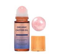 Aceite de ricino en roll-on con rodillo de cuarzo rosa, botella de vidrio ámbar,Aceite de ricino orgánico en roll-on,apto para rostro y cuerpo, moisturizing skin