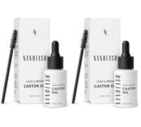 Aceite de ricino Nanolash 30 ml - natural, prensado en frío y sin refinar, aceite que estimula el crecimiento de pestañas, cejas y cabello (Paquete de 2)