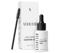 Aceite de ricino Nanolash 30 ml - 100% natural, puro y prensado en frío, aceite de ricino orgánico para el crecimiento de pestañas y cejas, para el cuidado de la piel y el cabello facial