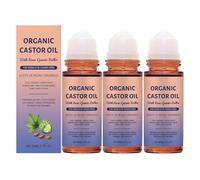 Aceite de ricino orgánico con rodillo de cuarzo de rosa, rollo de aceite de ricino orgánico, bolas de cuidado de aceite de castores, nutre suavemente la piel, hidratación profunda (3pcs)
