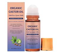 Aceite de ricino orgánico con rodillo de cuarzo de rosa, rollo de aceite de ricino orgánico, bolas de cuidado de aceite de castores, nutre suavemente la piel, hidratación profunda (1pcs)