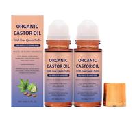 Aceite de ricino orgánico con rodillo de cuarzo de rosa, rollo de aceite de ricino orgánico, bolas de cuidado de aceite de castores, nutre suavemente la piel, hidratación profunda (2pcs)