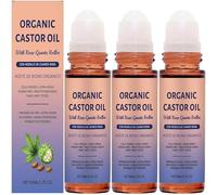 Aceite de ricino orgánico con rodillo de cuarzo de rosa, rollo de aceite de ricino orgánico, hidratación y suavizado profundo, nutre suavemente la piel, aceites hidratantes naturales (3pcs)