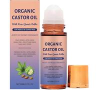 Aceite de ricino orgánico con rodillo de cuarzo de rosa, rollo de aceite de ricino orgánico, hidratación y suavizado profundo, nutre suavemente la piel, aceites hidratantes naturales (1pcs)