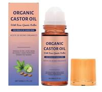 Aceite de ricino orgánico con rodillo de cuarzo de rosa, rollo de aceite de ricino orgánico, ingredientes naturales, nutre suavemente la piel, hidratación y suavizado profundo (1pcs)