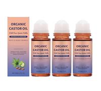 Aceite de ricino orgánico con rodillo de cuarzo rosa, 50 ml - para vello corporal, piel, labios y cejas (3pcs)