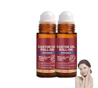 Aceite de ricino orgánico con rodillo de cuarzo rosa, aceite de ricino ecológico, aceite de ricino natural orgánico prensado en frío para una hidratación profunda y duradera (2 unidades)