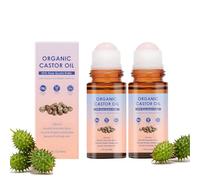 Aceite de ricino orgánico con rodillo de cuarzo rosa - Aceite de ricino natural Roll-on para cara, cuerpo y cabello, aceite de ricino orgánico prensado en frío, aceite de masaje para hidratación