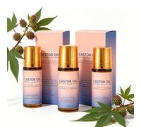 Aceite de ricino orgánico con rodillo de cuarzo rosa - Roller Ball Aceite de ricino prensado en frío Aceite de ricino para cabello, pestañas y cejas, aceite de cuidado natural para cara y cuerpo - Sin