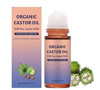 Aceite de ricino orgánico en roll-on con rodillo de cuarzo rosa, 1,7 oz. Aceite hidratante natural para el vientre, el rostro y el cuerpo, hidratación nutritiva suave (1PCS)