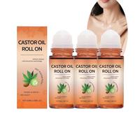 Aceite de ricino orgánico Roll On, con piedra de cuarzo rosa, hidratación de la piel, cuidado de pestañas, crema hidratante natural para cara, cejas, cutículas, sin aditivos, bola de cristal de