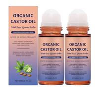 Aceite de ricino orgánico Roll-On con rodillo de cuarzo rosa prensado en frío para los máximos nutrientes, aceite de oro puro para la piel, cuidado del cabello y las cejas, nutrición, cuidado