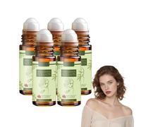 Aceite de ricino Roll on para vientre, cara, cuerpo - Aceite de ricino orgánico prensado en frío con Bola de rodillo - Aceite hidratante para la piel seca - Adecuado para El cuerpo (5 botellas)